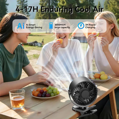🔥 100-Speed Portable Clip Fan | Ultra Quiet Rechargeable Desk Fan