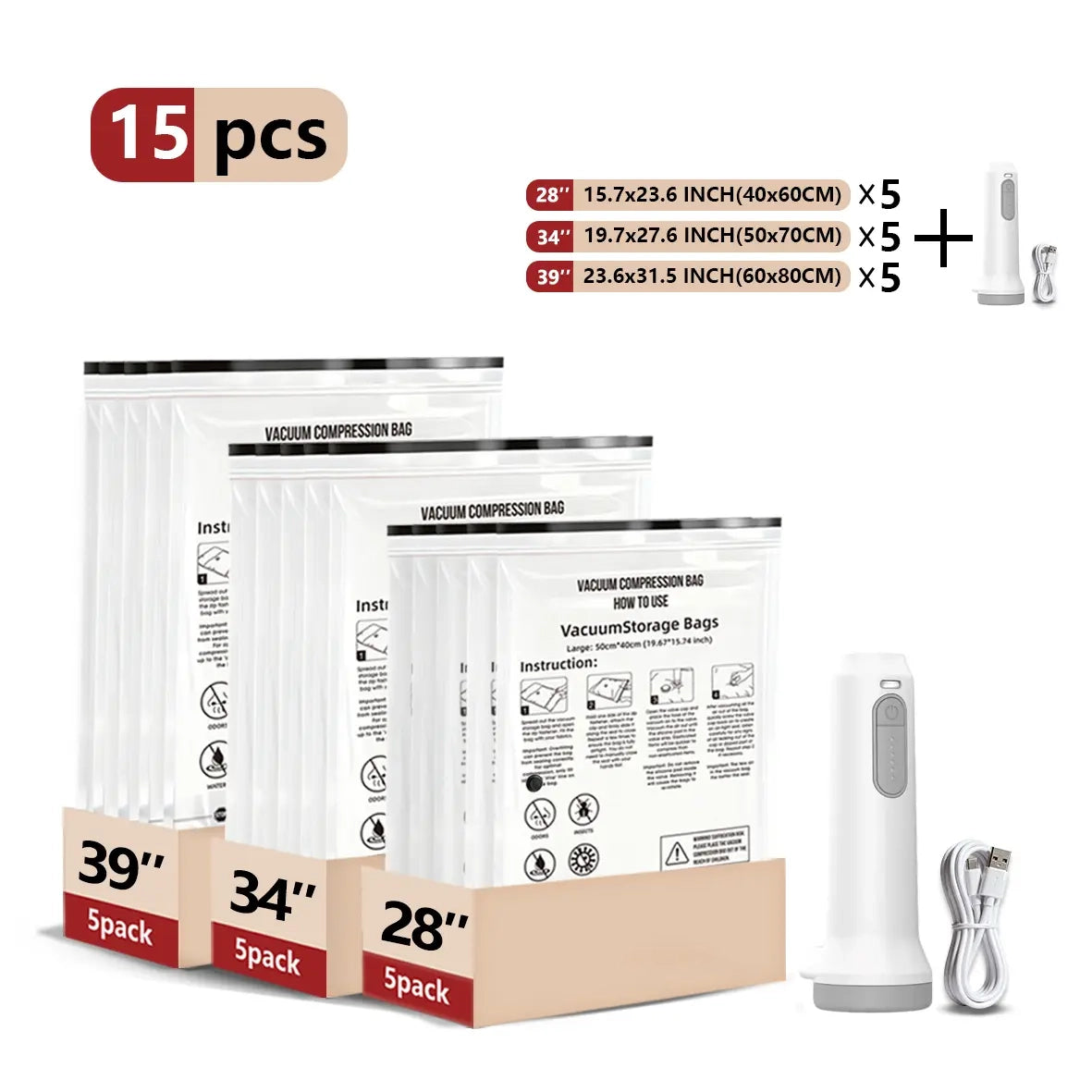 ✈️ Vacuum Compression Storage Bags Set – Pack More, Travel Lighter & Save Closet Space