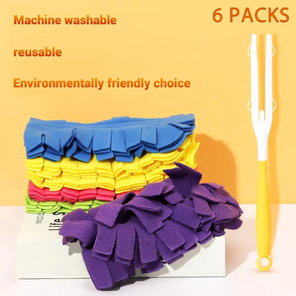 6-Pack Reusable 360° Microfiber Duster Refills – Machine Washable Dust Cleaning Heads