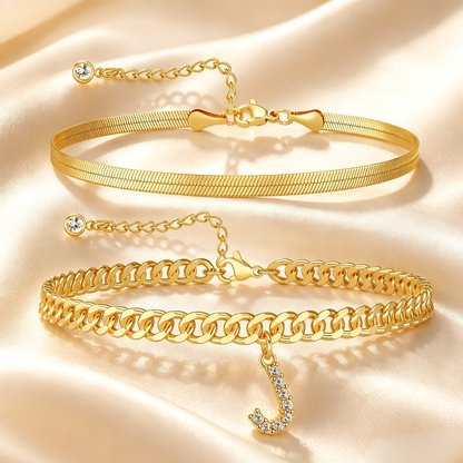 Personalized Initial Anklet – 14K Gold-Plated Waterproof Stackable Letter Charm