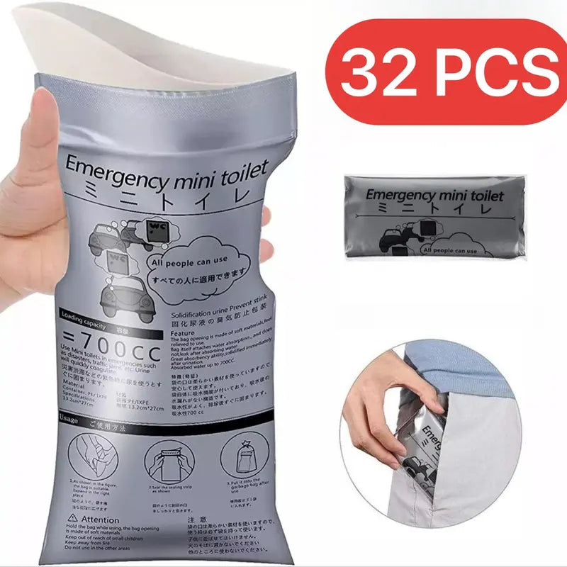 8/16/32PCS Disposable Emergency Urinal Bag, Portable Camping Pee Bags, Travel Pee Bags, Car Traffic Jam Emergency Portable Urine Bag, Vomit Bags, for Men Women Patient