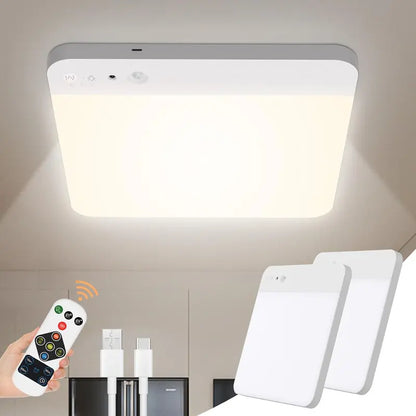 💡 Rechargeable Motion Sensor Ceiling Light – No Wiring, Dimmable & Remote Controlled
