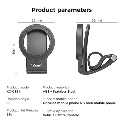 🚗 Magnetic Car Phone Mount – Strong Hold, 95° Adjustable Hands-Free Dashboard Holder
