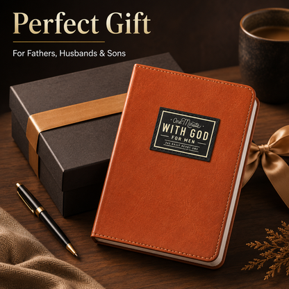 One Minute with God for Men – 365 Days Daily Devotional, Brown Faux Leather Flexcover, Christian Gift for Men, Bible Prayer Journal for Dad Husband Father, Portable Pocket Size