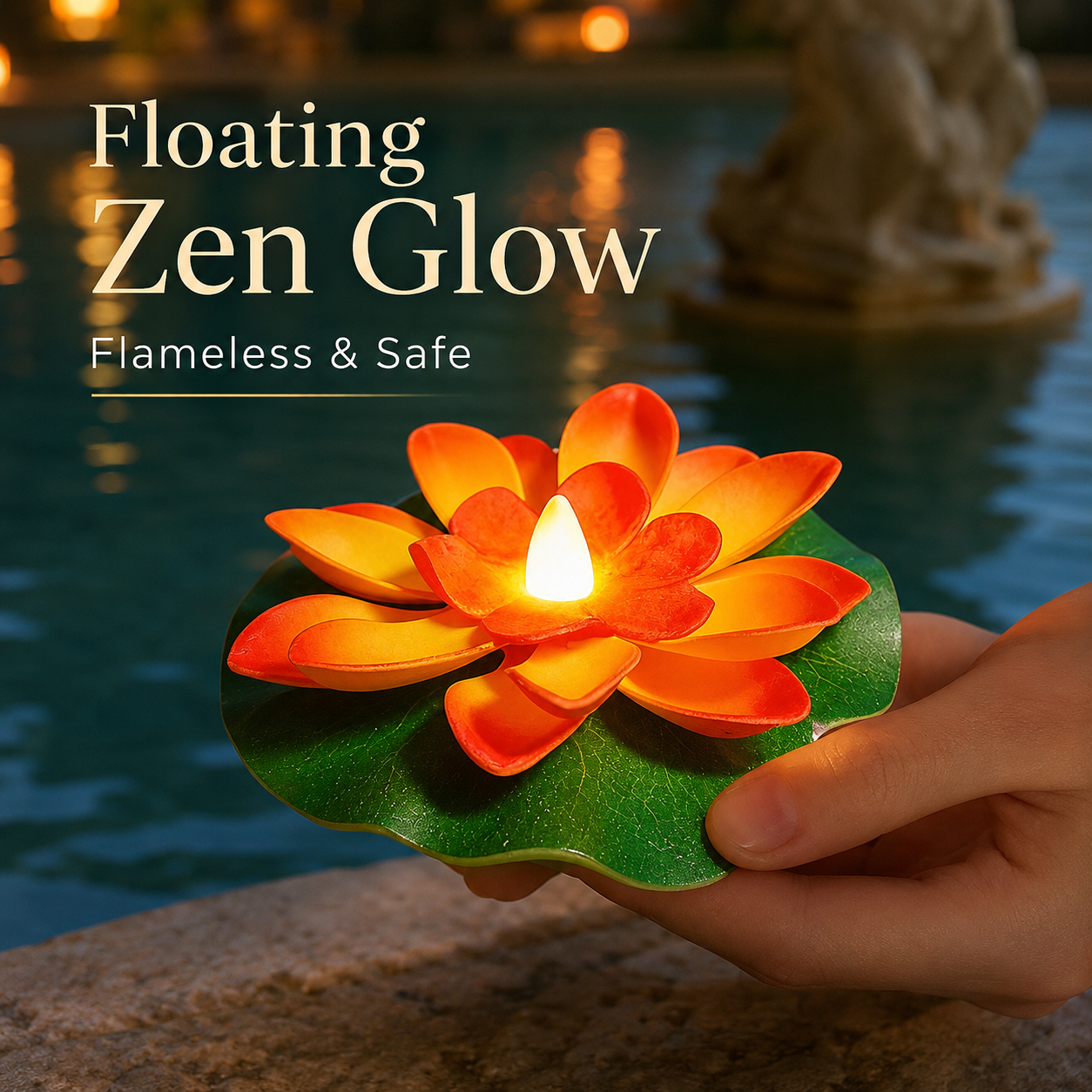Floating Lotus LED Candle – Flameless Garden & Pool Decor for Spa, Patio, Wedding & Outdoor Ambience