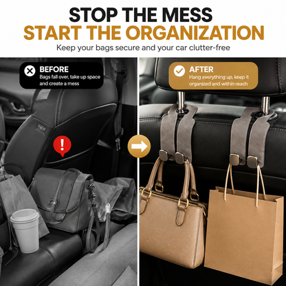 🚗 2-in-1 Car Headrest Organizer Hook & Phone Holder – Keep Bags Secure & Your Car Clutter-Free