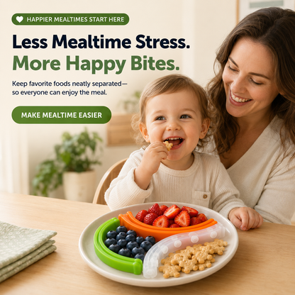 🍽️ Kids Plate Divider – Keep Foods Separate For Happier Mealtimes🌈