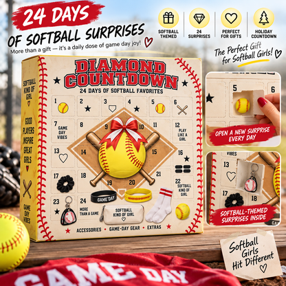 🥎 2026 Softball Girls Advent Calendar – 24 Days of Game-Day Surprises 🎁