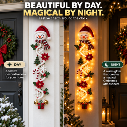 ☃️ Lighted Snowman Christmas Hanging Decor – Warm Holiday Porch & Doorway Decoration
