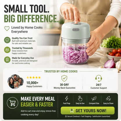 🧅 Mini Electric Food Chopper – Chop, Grind & Prep Fresh Ingredients in Seconds