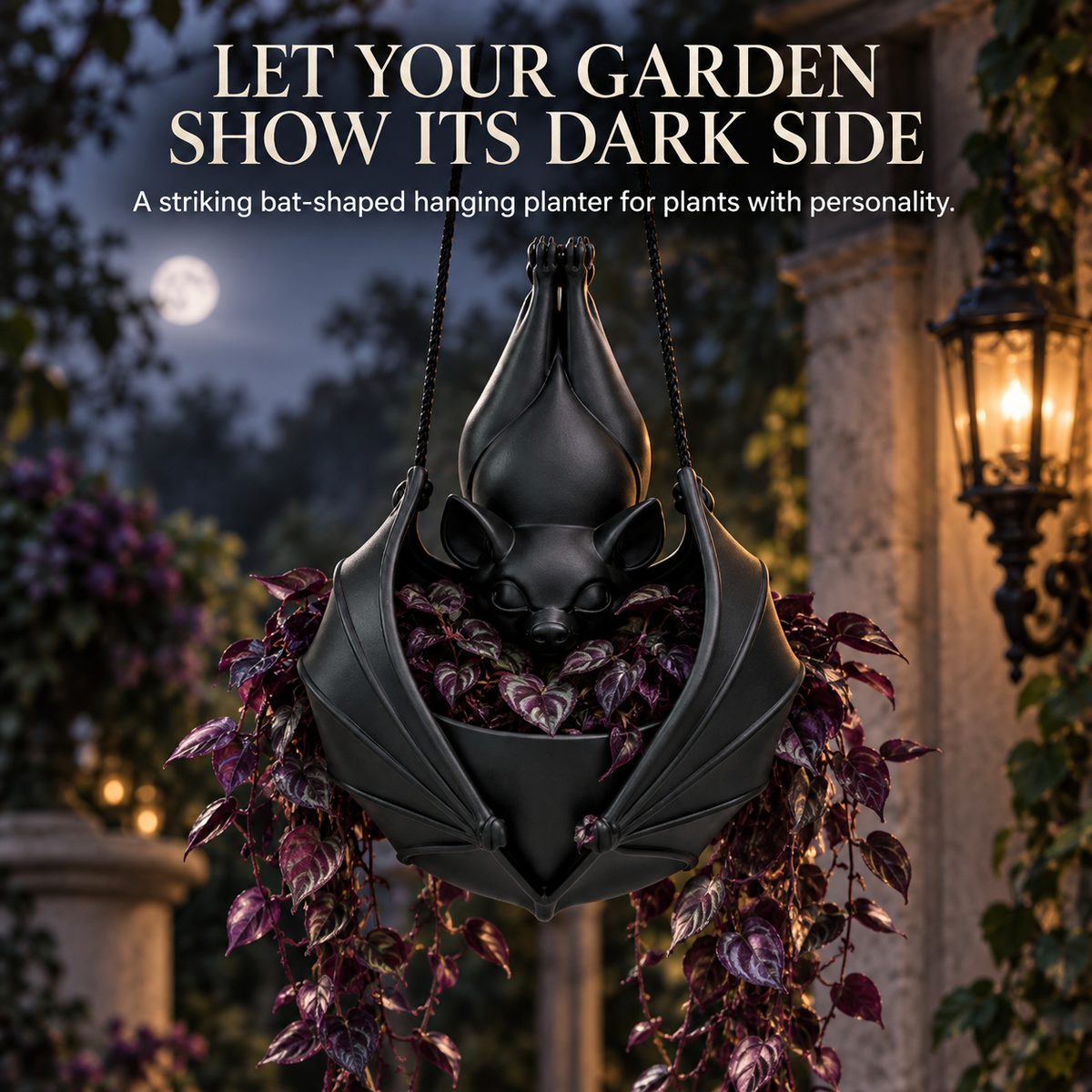 🦇 Gothic Bat Hanging Planter – Unique Indoor & Outdoor Garden Décor
