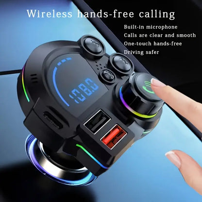 🔥 50% OFF TODAY ONLY ⚡ Car Bluetooth 5.3 FM Transmitter PD 30W Fast Charging • RGB Light • Dual USB • Hands-Free Calls