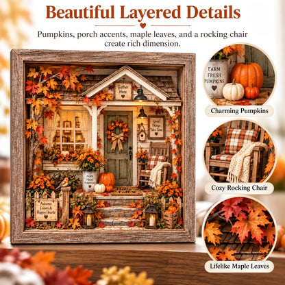 🍂 Vintage Autumn Porch Cottage DIY Shadow Box