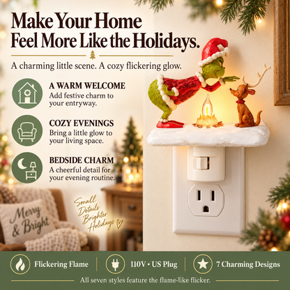 Flickering Campfire Plug-In Night Light – 7 Charming Holiday Designs