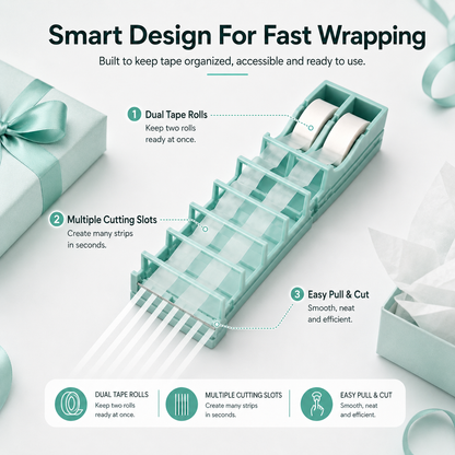 📦Multi-Strip Tape Cutter | Fast Gift Wrapping Tape Dispenser