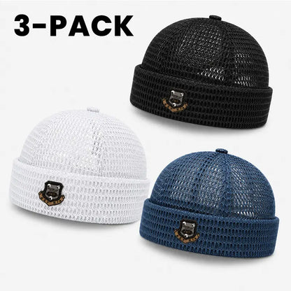 Men's 3-Pack Feather-Soft Blended Yarns Mesh Netting Beanies