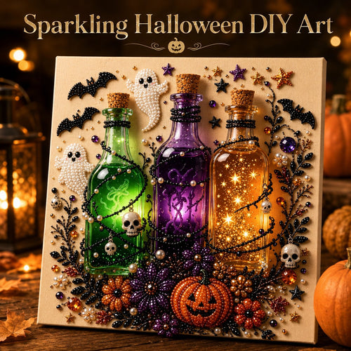 🔥LAST DAY 50% OFF - 🎃 Halloween Pearl Diamond Art Kit – DIY 3D Sparkling Bead Painting Craft For Spooky Home Decor