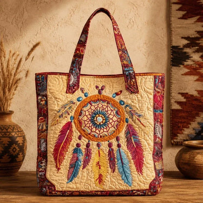 🐎🧵Western Heritage Quilted Tote – Horse, Bison & Feather-Inspired Everyday Bag