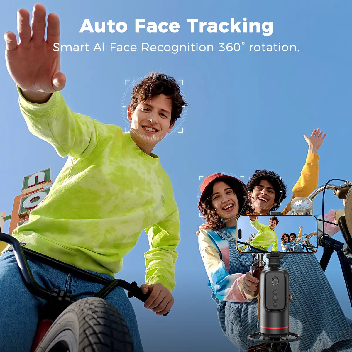 Auto Face Tracking Tripod for Smartphones & Cellphones - Gesture Control, 360-Degree Camera Mount Selfie Accessories, Smart Shooting Phone Mount, Smartphone Camera Accessories for Vlogging, Live Streaming