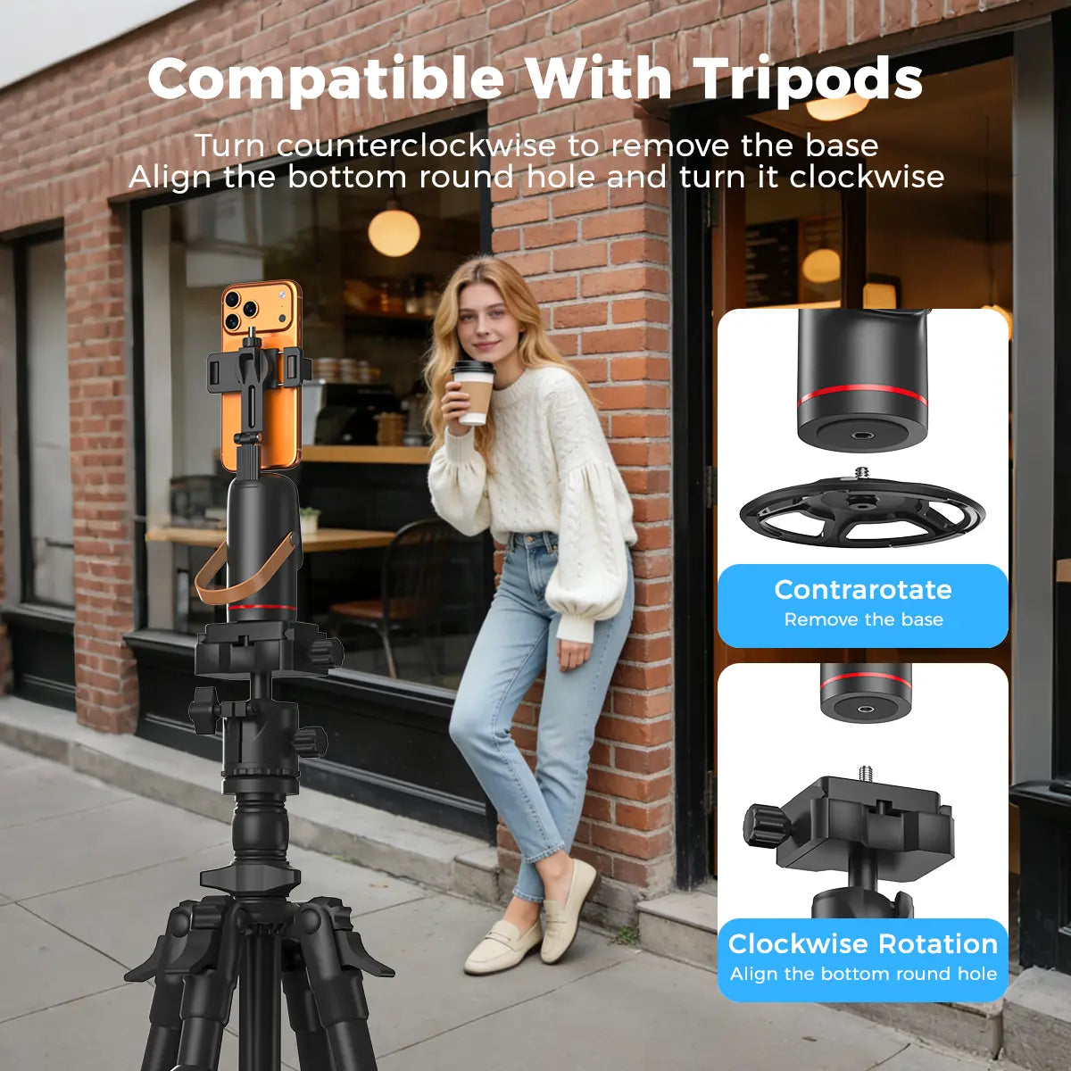 Auto Face Tracking Tripod for Smartphones & Cellphones - Gesture Control, 360-Degree Camera Mount Selfie Accessories, Smart Shooting Phone Mount, Smartphone Camera Accessories for Vlogging, Live Streaming