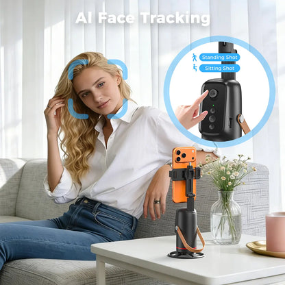 Auto Face Tracking Tripod for Smartphones & Cellphones - Gesture Control, 360-Degree Camera Mount Selfie Accessories, Smart Shooting Phone Mount, Smartphone Camera Accessories for Vlogging, Live Streaming