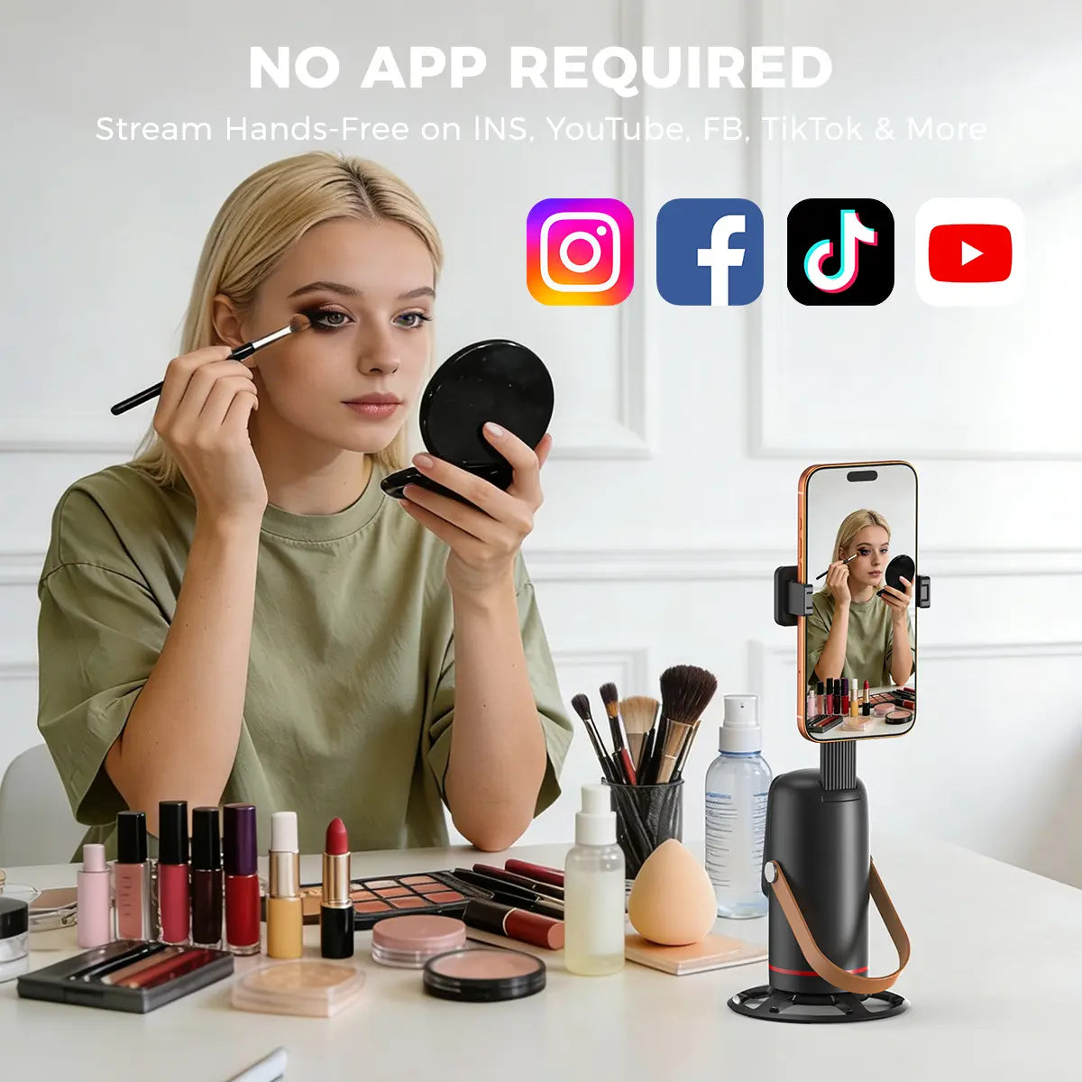Auto Face Tracking Tripod for Smartphones & Cellphones - Gesture Control, 360-Degree Camera Mount Selfie Accessories, Smart Shooting Phone Mount, Smartphone Camera Accessories for Vlogging, Live Streaming