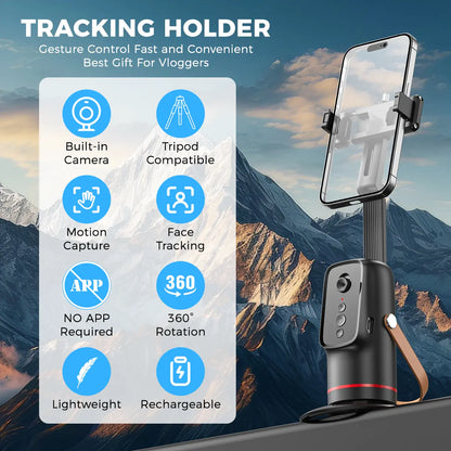 Auto Face Tracking Tripod for Smartphones & Cellphones - Gesture Control, 360-Degree Camera Mount Selfie Accessories, Smart Shooting Phone Mount, Smartphone Camera Accessories for Vlogging, Live Streaming