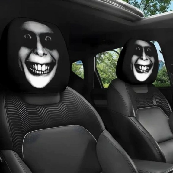 😆 Funny Cartoon Car Headrest Covers – 2PCS 2D Universal Fit 🚗