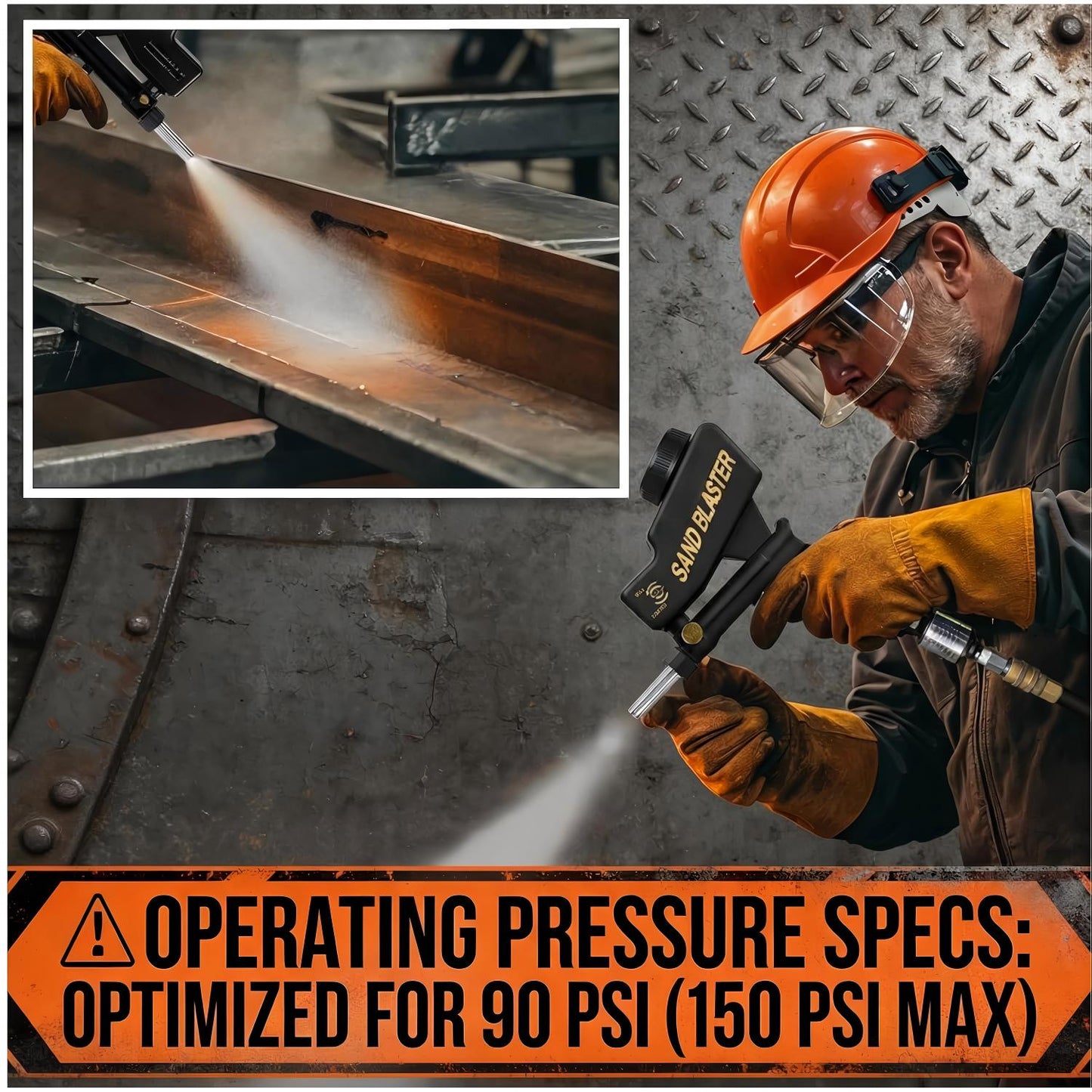 🛠️Light-Duty Pneumatic Sandblaster Kit | 150 PSI | Metal Nozzle | Rust Removal | Air Compressor Powered