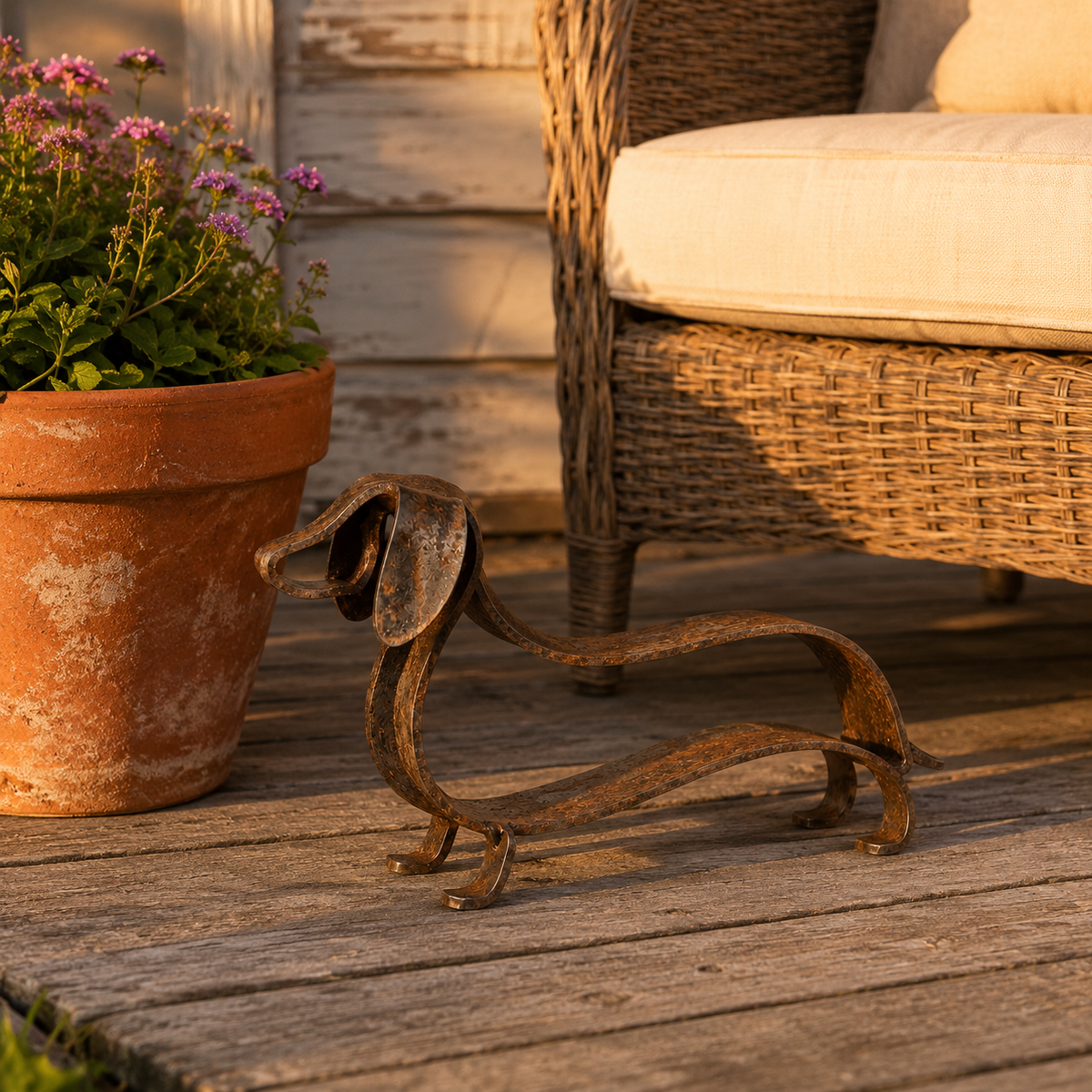 Rustic Dachshund Metal Sculpture