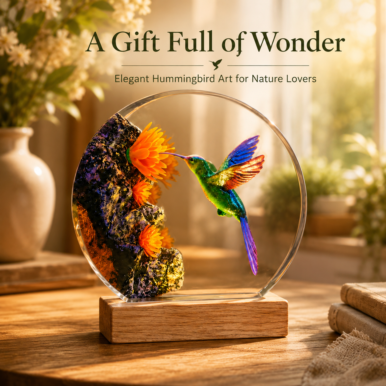 Handcrafted 3D Hummingbird Crystal Art Decor – Meaningful Gift for Bird & Nature Lovers