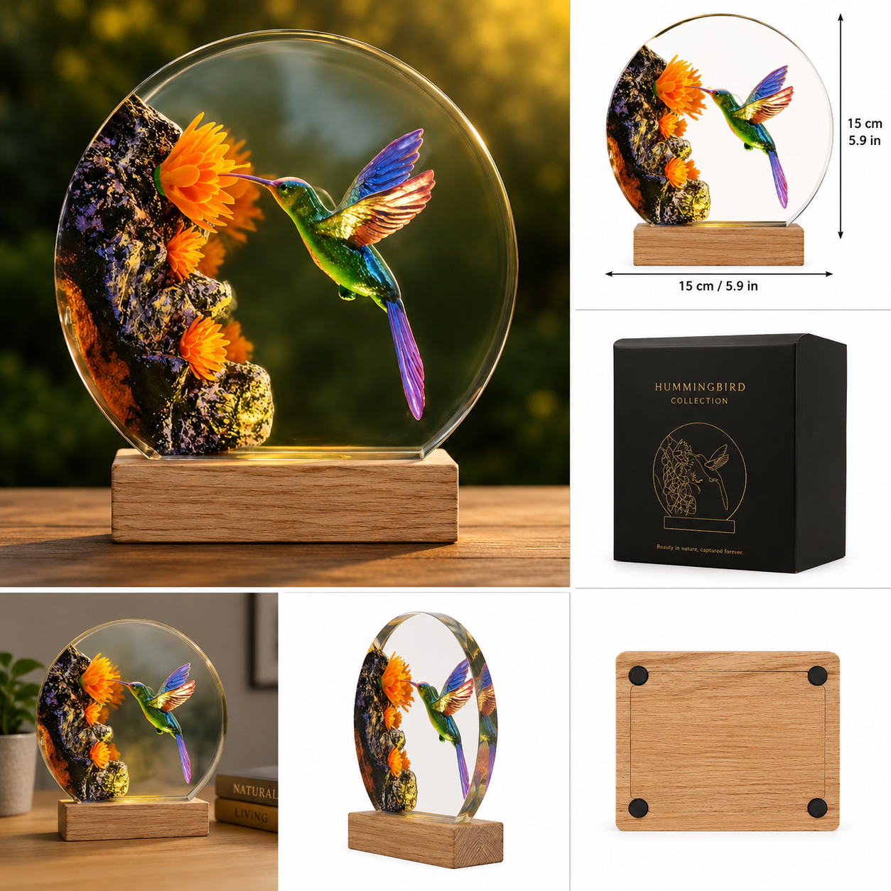 Handcrafted 3D Hummingbird Crystal Art Decor – Meaningful Gift for Bird & Nature Lovers