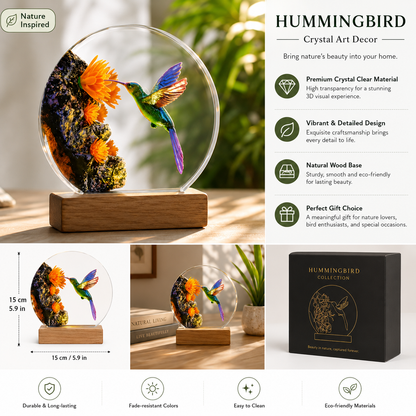 Handcrafted 3D Hummingbird Crystal Art Decor – Meaningful Gift for Bird & Nature Lovers