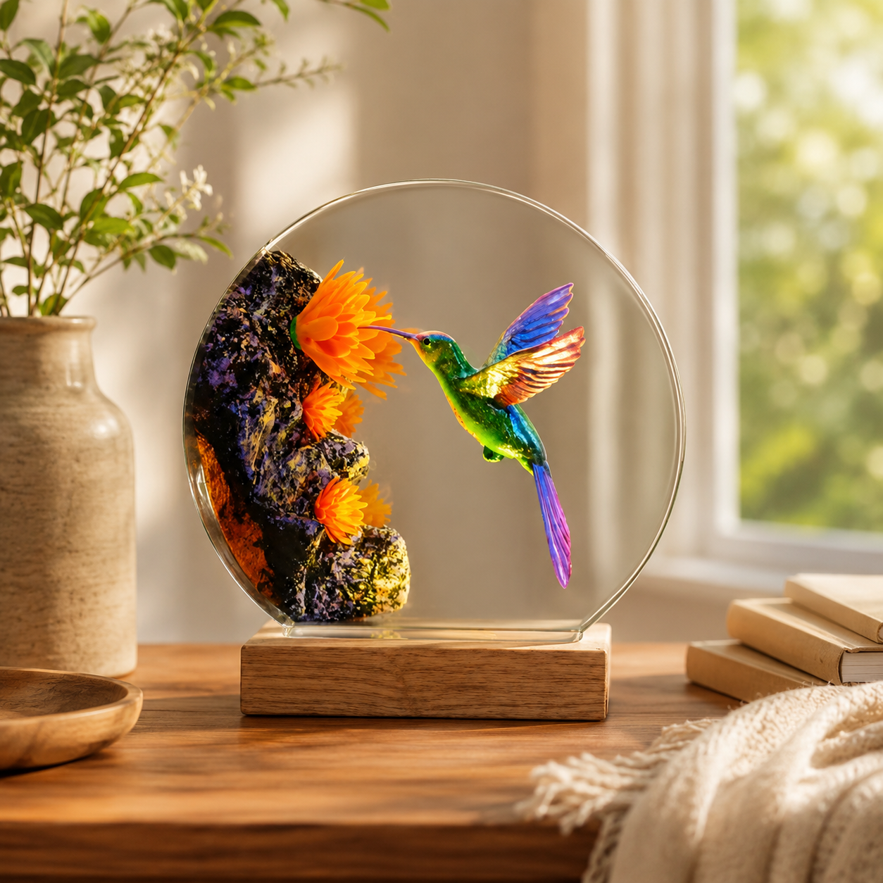 Handcrafted 3D Hummingbird Crystal Art Decor – Meaningful Gift for Bird & Nature Lovers