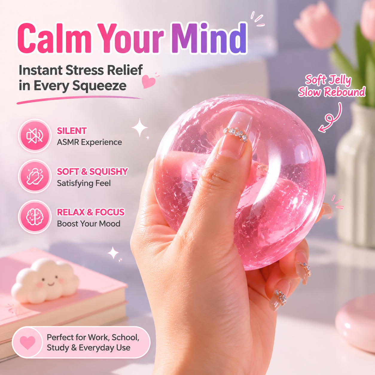 Mochichi ASMR Stress Ball – Silent Sensory Fidget Toy for Anxiety & Focus Relief