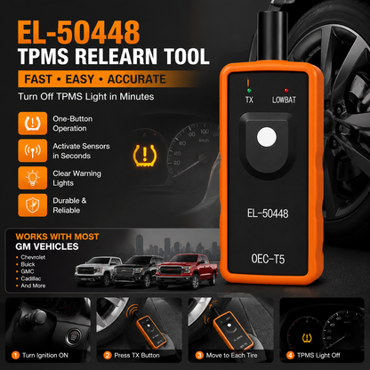 🚗 Reset Your TPMS Light in Minutes – EL-50448 Tire Pressure Relearn Tool for GM Cars