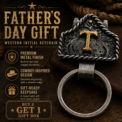 Western Letter Keychain – Cowboy Style Personalized Belt Keychain A-Z Initial Gift