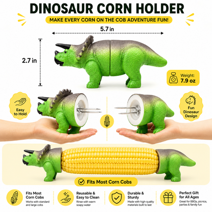🦖 Cute Dinosaur Corn Holders – Fun Stainless Steel BBQ Kitchen Gadget Set