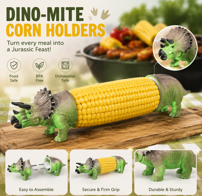 🦖 Cute Dinosaur Corn Holders – Fun Stainless Steel BBQ Kitchen Gadget Set