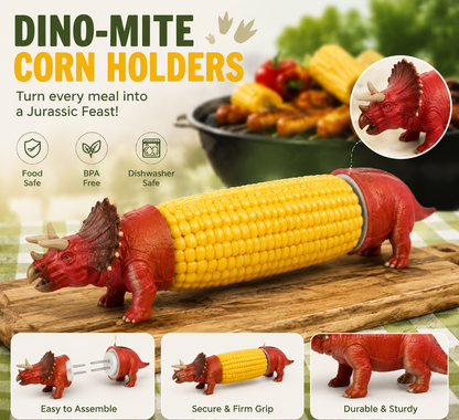 🦖 Cute Dinosaur Corn Holders – Fun Stainless Steel BBQ Kitchen Gadget Set