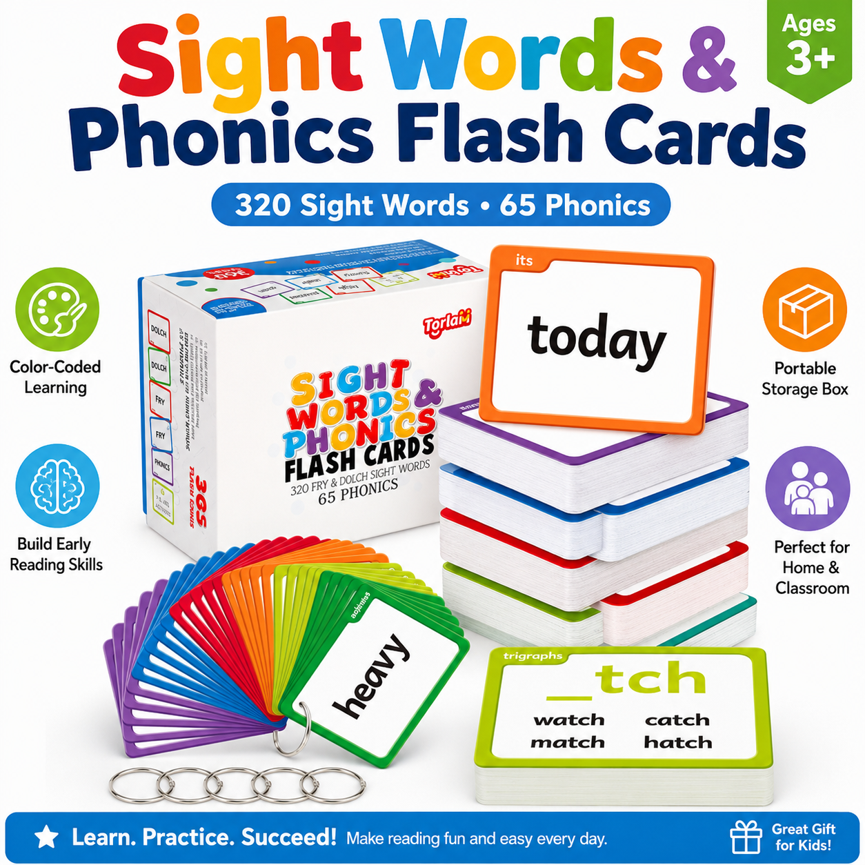 Sight Words & Phonics Flash Cards – Help Kids Read Faster & Build Confidence
