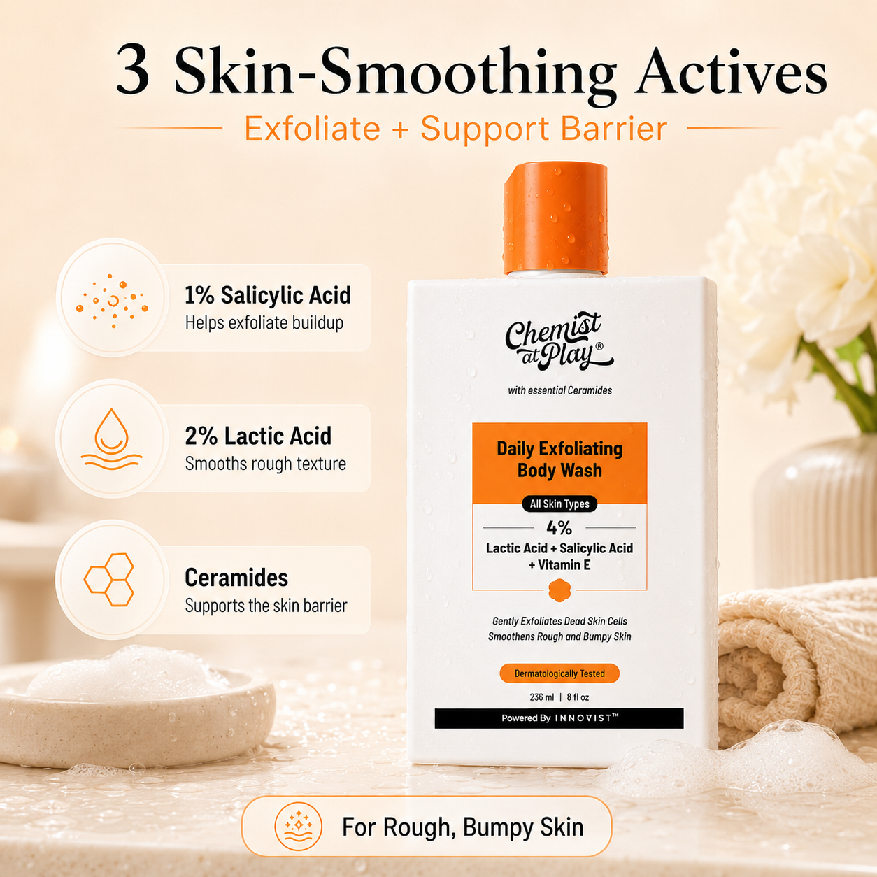 Exfoliating Body Wash for Rough Bumpy Strawberry Skin | 236ml