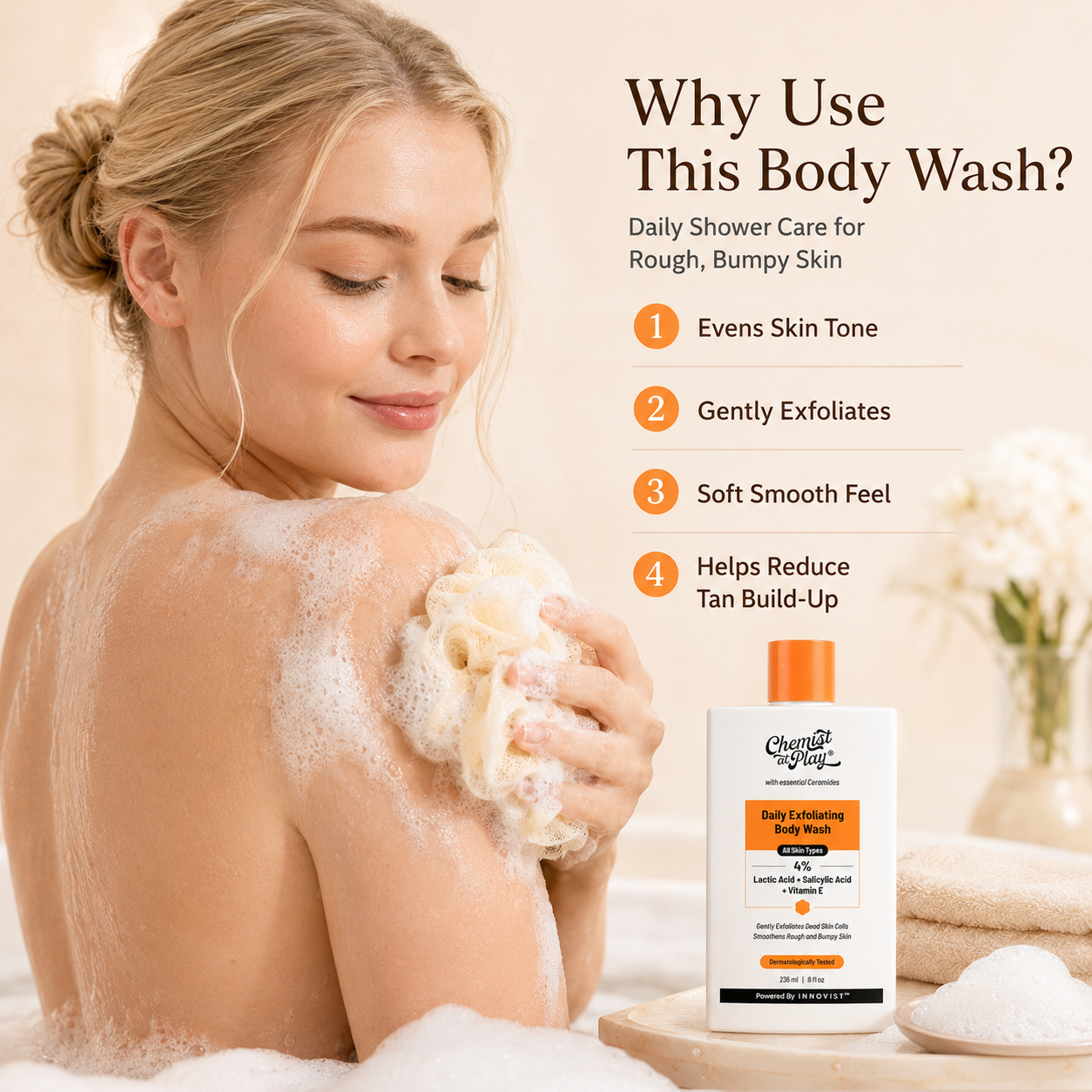 Exfoliating Body Wash for Rough Bumpy Strawberry Skin | 236ml