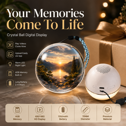 3D Crystal Ball 2.7In Personalized Light-up Sphere with Digital Video & Photo Display Custom Gift for Babies Couples & Pets black