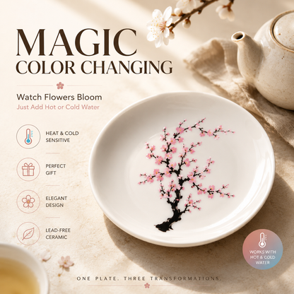 🌸 Magic Bloom Color-Changing Ceramic Plate