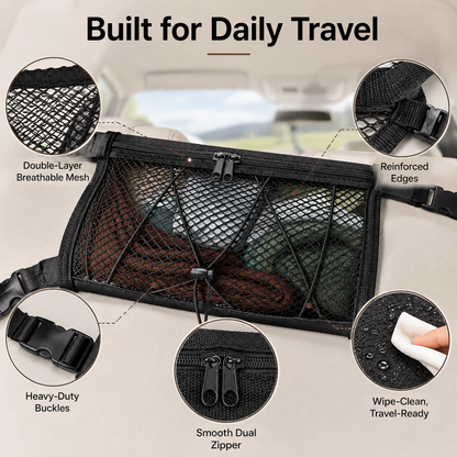 🚙 Ceiling Cargo Net 31"x21" – Double-Layer SUV Roof Organizer for Road Trips