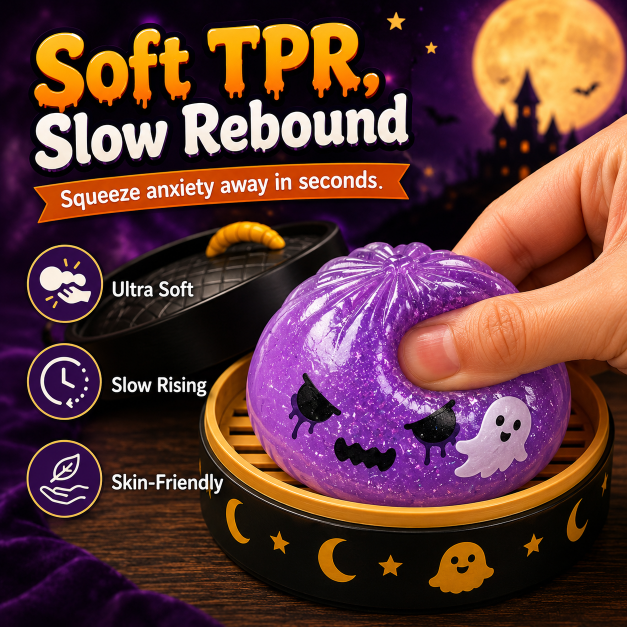 🎃 Limited-Time Sale 👻 Halloween Ghost Dumpling Slow-Rebound Squishy Toy🎁