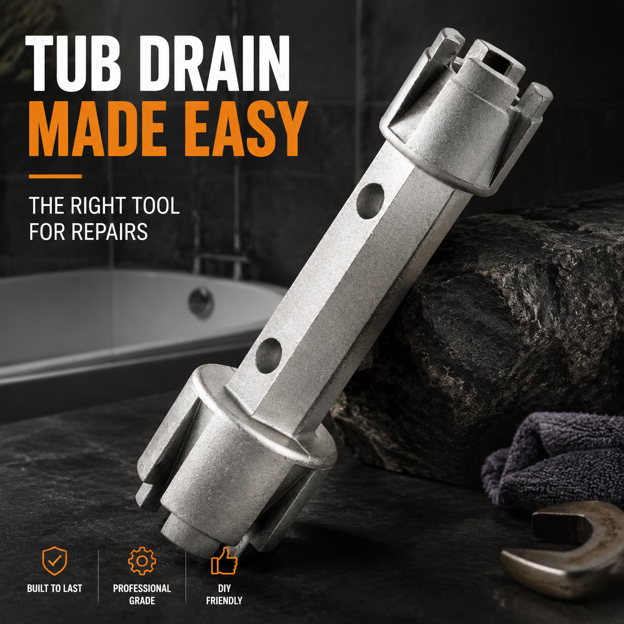 Tub Drain Remover Wrench – Heavy Duty Bathtub Drain Installation Tool For DIY Plumbing Repair