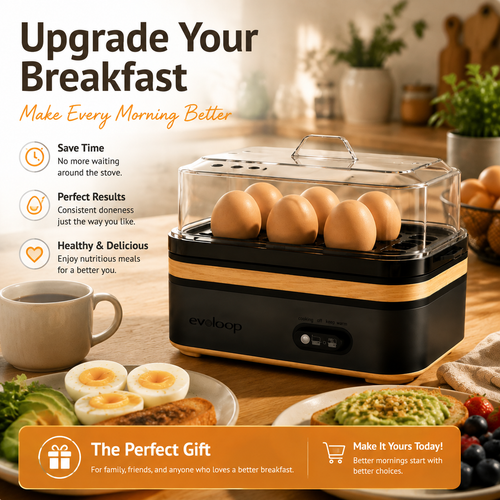 🥚 Rapid 6-Egg Electric Egg Cooker – Soft, Medium & Hard Boiled Eggs, Poacher & Omelet Maker | Limited Time Deal