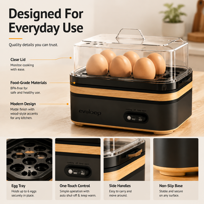 🥚 Rapid 6-Egg Electric Egg Cooker – Soft, Medium & Hard Boiled Eggs, Poacher & Omelet Maker | Limited Time Deal